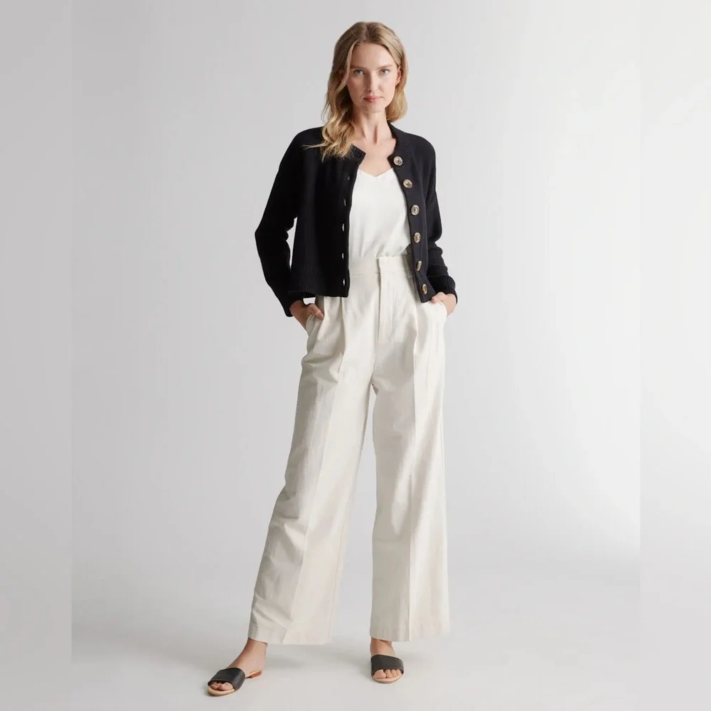 QUINCE 100% Organic Cotton Cropped Cardigan Size Small - Picture 3 of 14